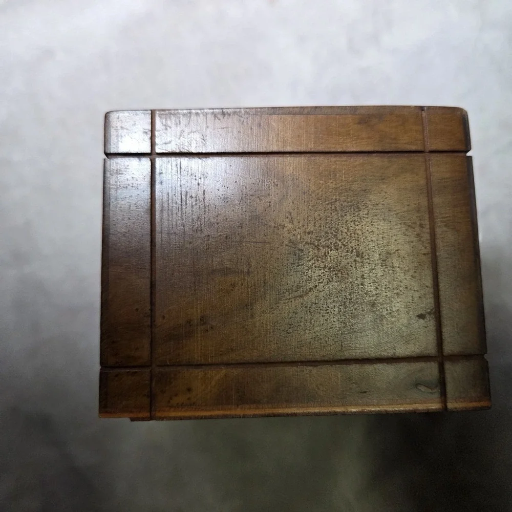 Vintage Wooden Keepsake Box Dutch Children Folk Art Trinket Money Souvenir Box